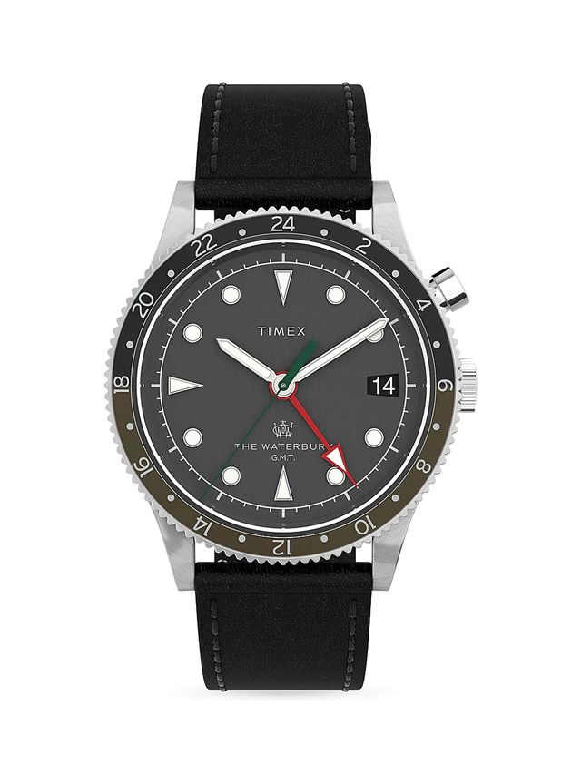 Timex Men's Waterbury Classic Stainless Steel & Leather Strap Watch - Black  White | The Summit