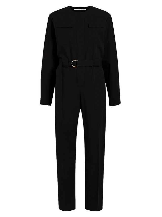 belted straight leg jumpsuit