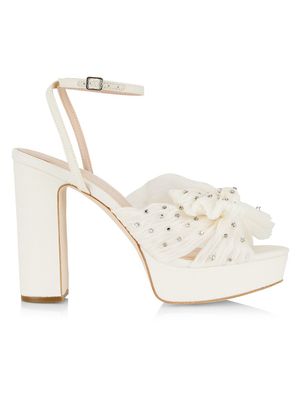 natalia cream sparkle platform bow heel