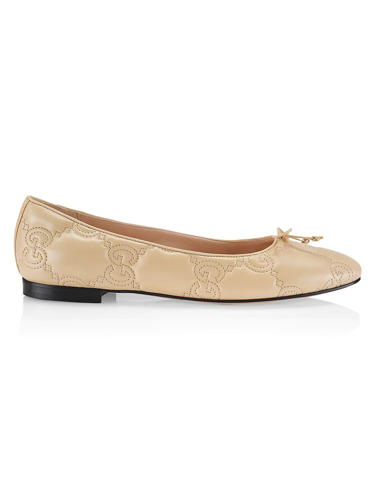 Gucci Women's Jolie Quilted GG Leather Ballet Flats - Natural | The Summit