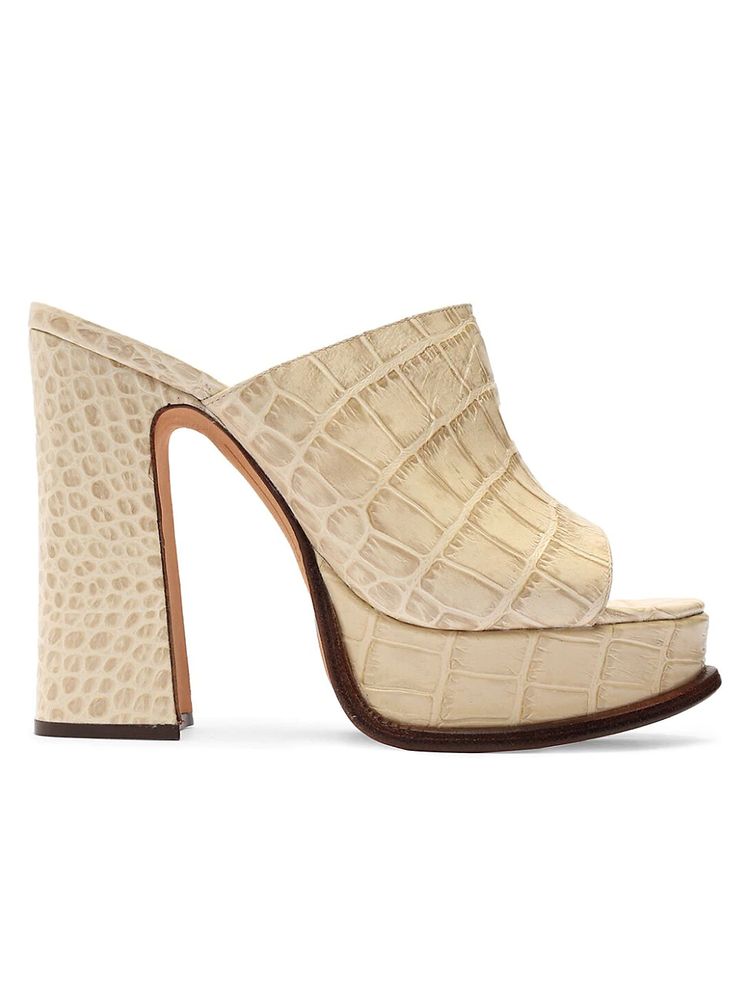 Alexandre Birman Women's Lavinia Croc-Embossed Leather Mules - Eggshell - Size  11 | The Summit