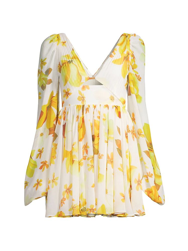 Sau Lee Women's May Floral Georgette Dress - Yellow White | The Summit