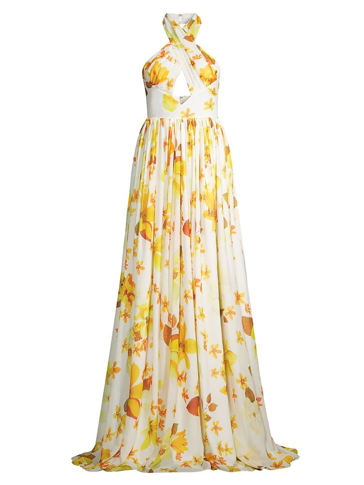 Sau Lee Women's Magnolia Floral-Print Gown - Yellow White | The Summit