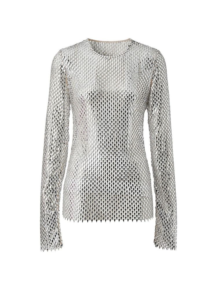 Burberry Women's Sandra Metallic Mesh Top - Silver | The Summit