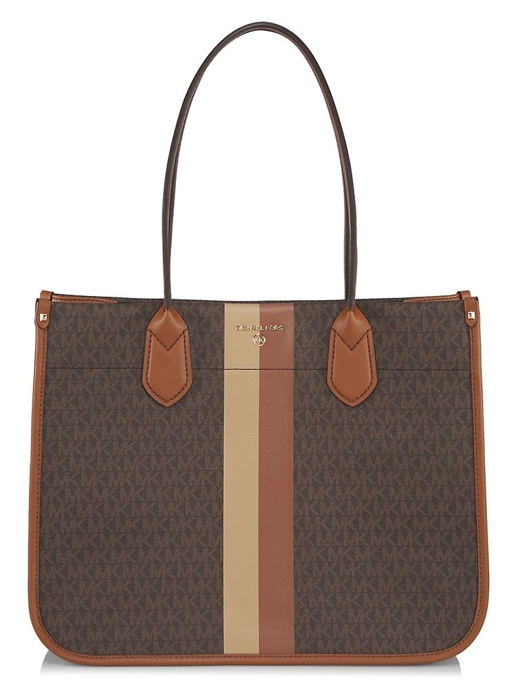 MICHAEL Michael Kors Women's Heidi Monogram Coated Canvas Tote - Brown |  The Summit