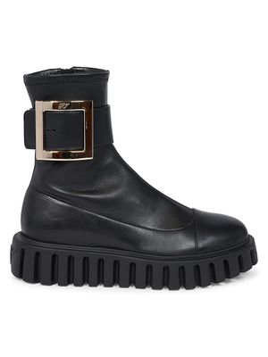 Viv' Go-Thick Leather Buckle Booties