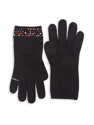 Women's Carolyn Rowan x Stephanie Gottlieb Crystal-Embellished Gloves - Black Rainbow