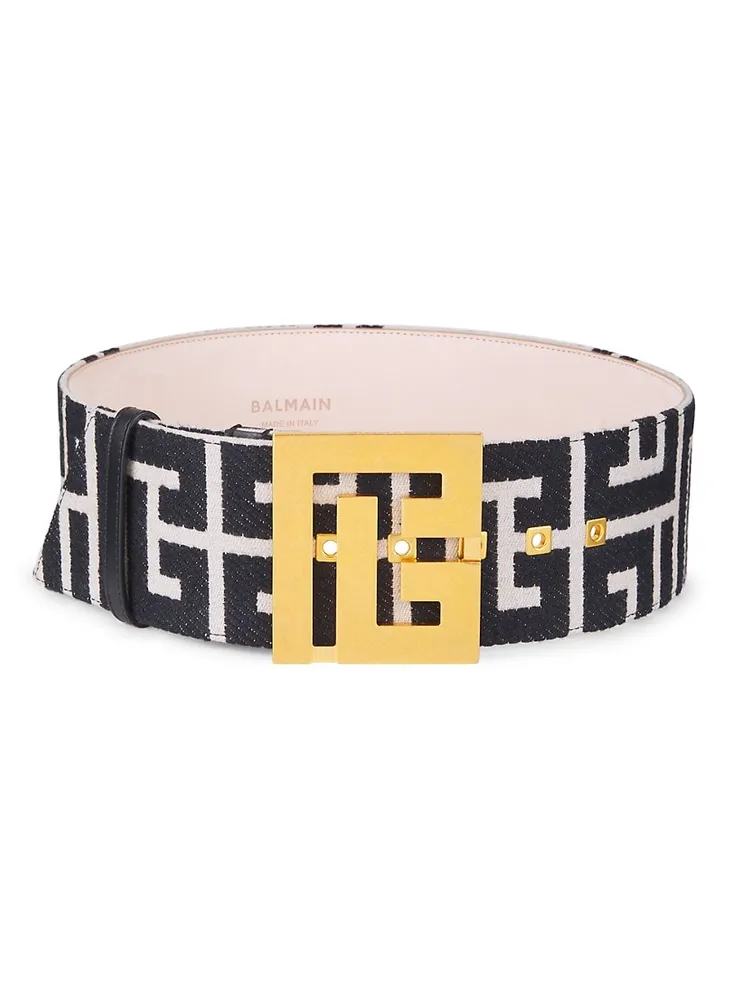 Balmain Monogram Buckle Suede Belt for Men