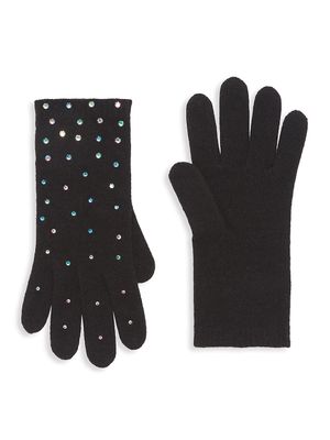 Women's Crystal-Embellished Cashmere Gloves 