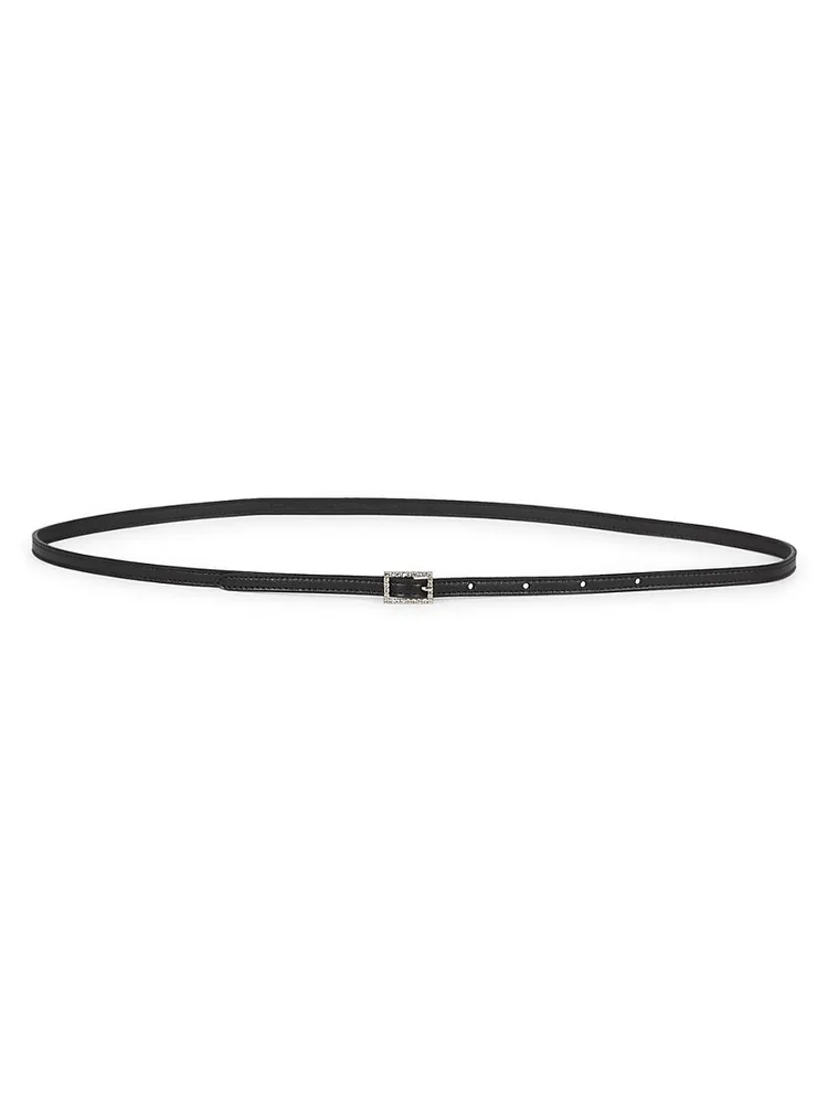 Crystal Embellished Leather Belt in Black - Saint Laurent