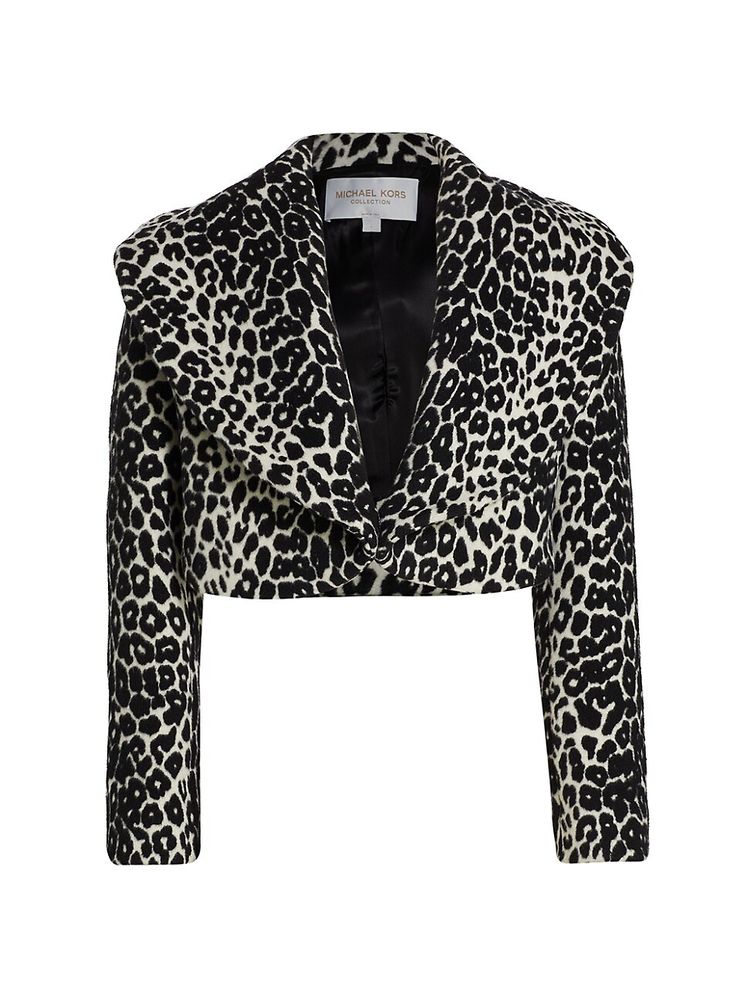 Michael Kors Collection Women's Shawl Leopard-Print Bolero Jacket - Black  White | The Summit