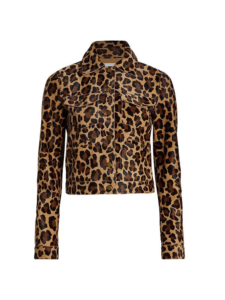 Michael Kors Collection Women's Bella Cheetah-Print Trucker Jacket - Camel  Multi | The Summit