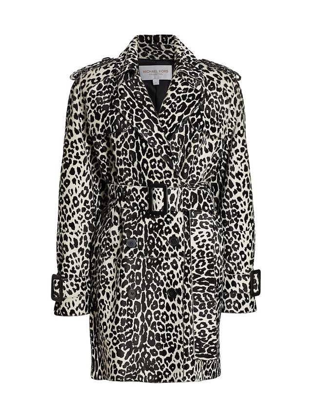 Michael Kors Collection Women's Reefer Leopard-Print Coat - Black White -  Size 4 | The Summit