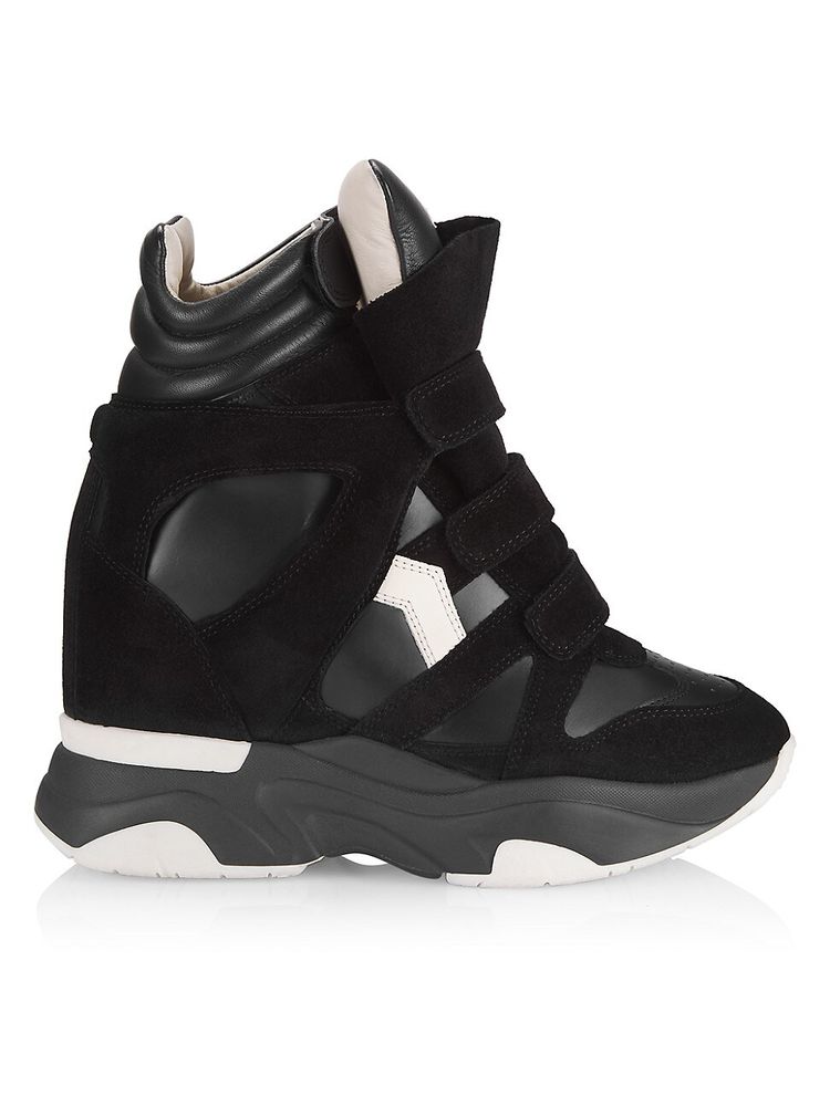 Isabel Marant Balskee Leather High-Top Wedge Sneakers - Black | The Summit