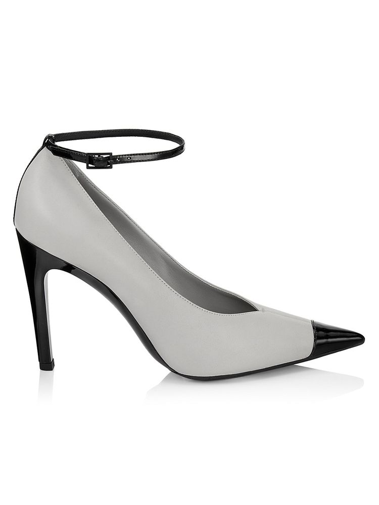 Jimmy Choo Women's Cierra 100 Leather Ankle-Strap Pumps - Marl Grey Black -  Size 8.5 | The Summit