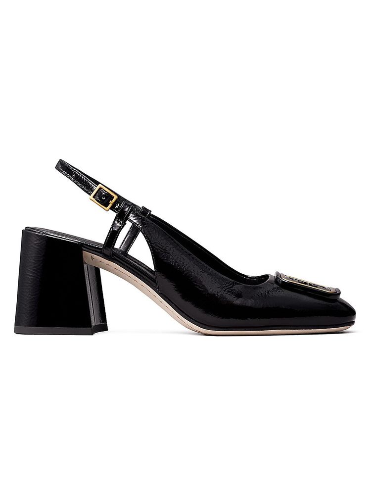 Tory Burch Women's Georgia Patent Leather Slingback Pumps - Perfect Black |  The Summit