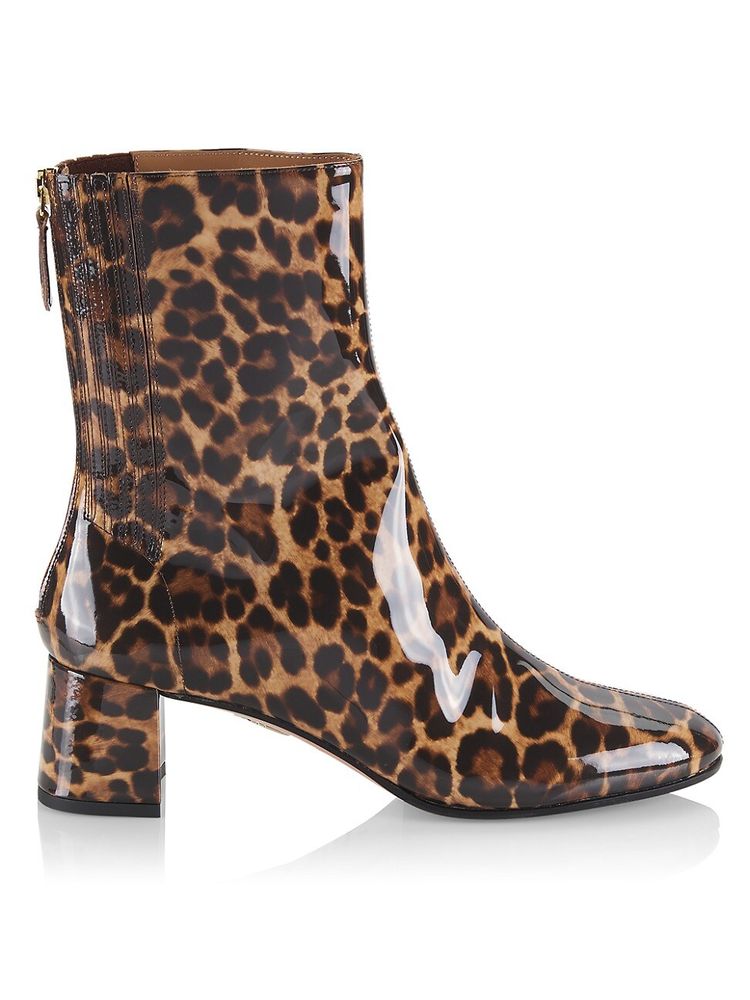 Women's Saint Honore Leopard Patent Leather Ankle Boots - Leopard - Size 10 | The Summit