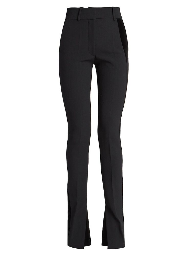 Victoria Beckham Women's Tailored Velvet-Panel Trousers - Black - Size 0 |  The Summit