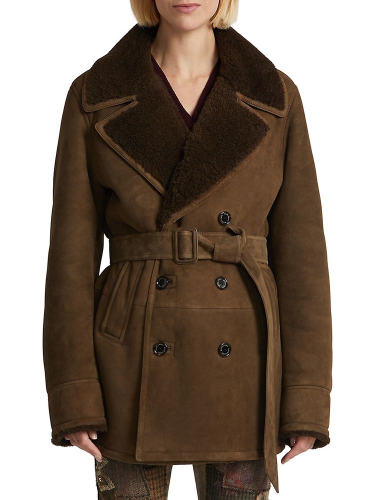 Ralph Lauren Collection Women's Krofton Belted Shearling Coat - Inverness  Loden - Size 8 | The Summit