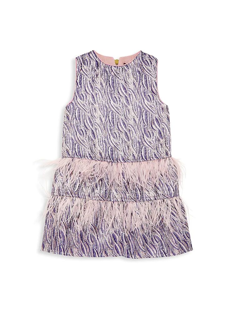 Imoga Little Girl's & Nell Feather Trim Dress - Fondant | The Summit