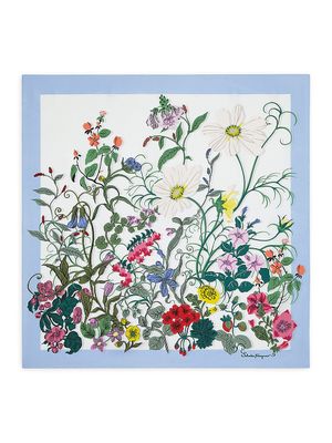 Women's Floral Silk Scarf - Avorio