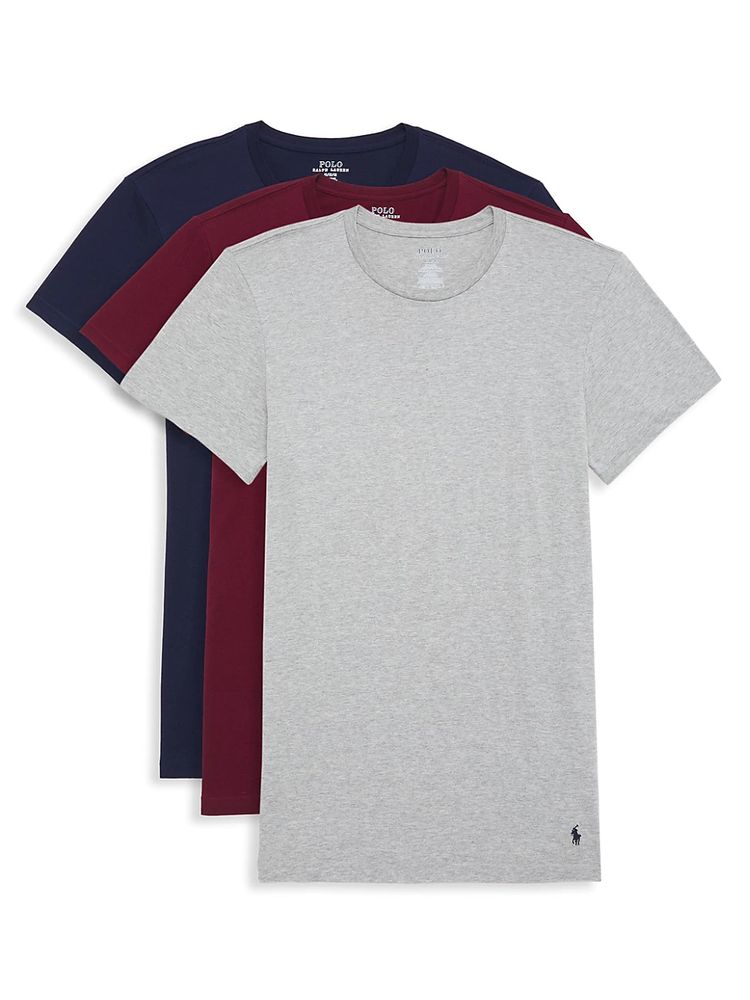 Polo Ralph Lauren Men's Logo Cotton Crewneck Undershirt 3-Pack - Red Navy  Grey | The Summit