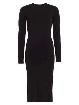 Women's Cotton Long-Sleeve Dress - Black