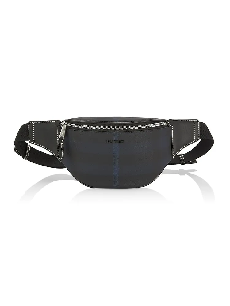 Burberry Men's Mini Cason Check Belt Bag - Charcoal