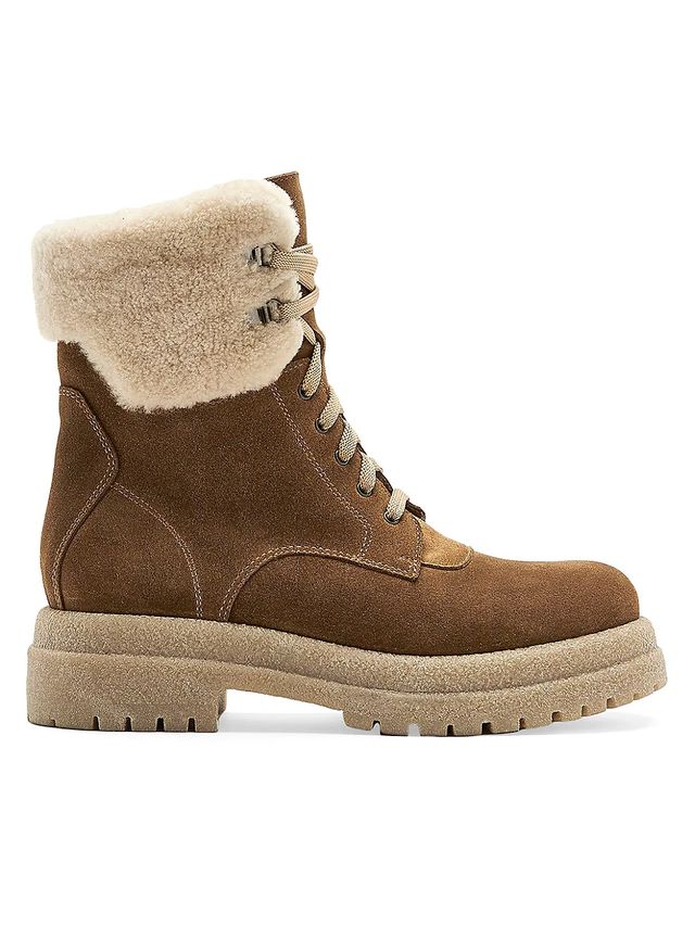 UGG Women's Shearling Lace-Cord Suede Ankle Boots - Chestnut | The Summit