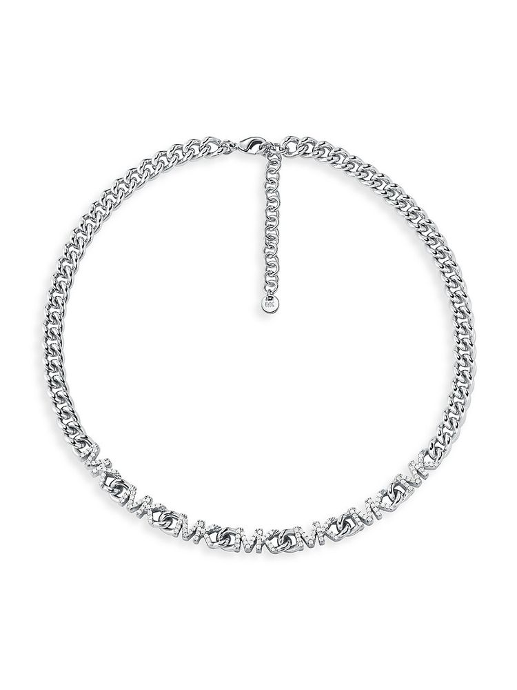 Michael Kors Women's Platinum-Plated & Cubic Zirconia Monogram Collar  Necklace - White | The Summit