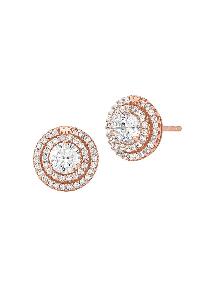 Michael Kors Women's 14K-Rose-Gold-Plated & Cubic Zirconia Halo Stud  Earrings - Pink | The Summit