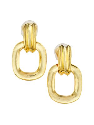 Women's Goldtone Rectangular Clip-On Drop Earrings - Gold