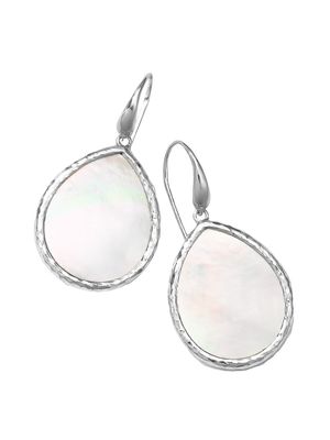 Women's Polished Rock Candy Sterling Silver & Mother-Of-Pearl Small Teardrop Earrings - Silver
