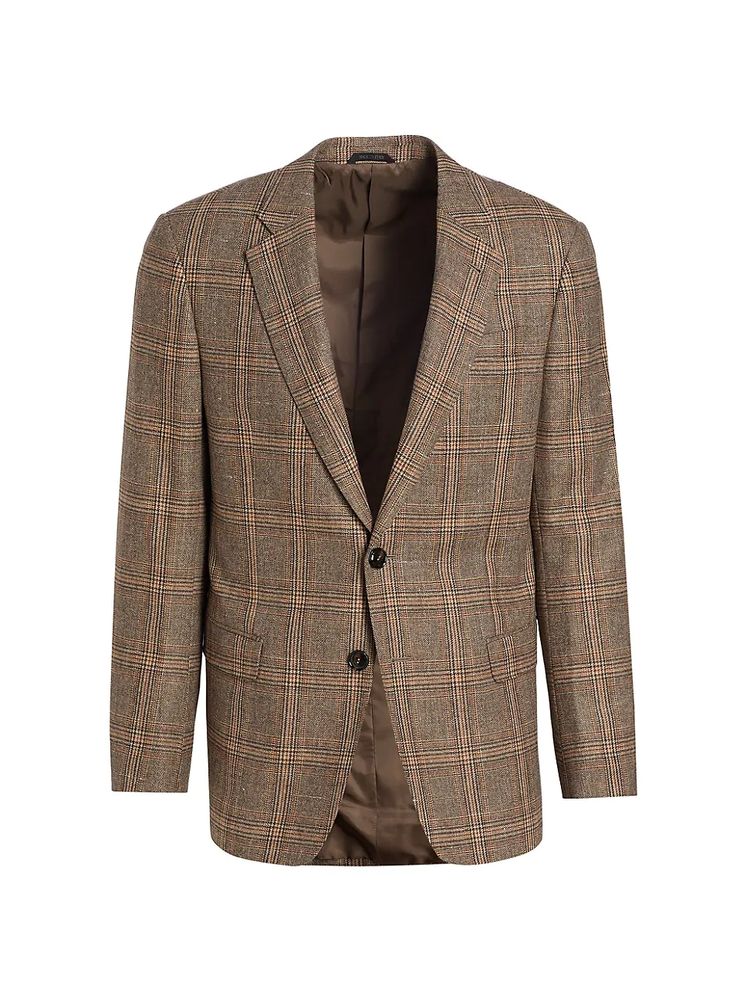 Giorgio Armani Men's Plaid Wool-Blend Blazer - Copper - Size 38 | The Summit