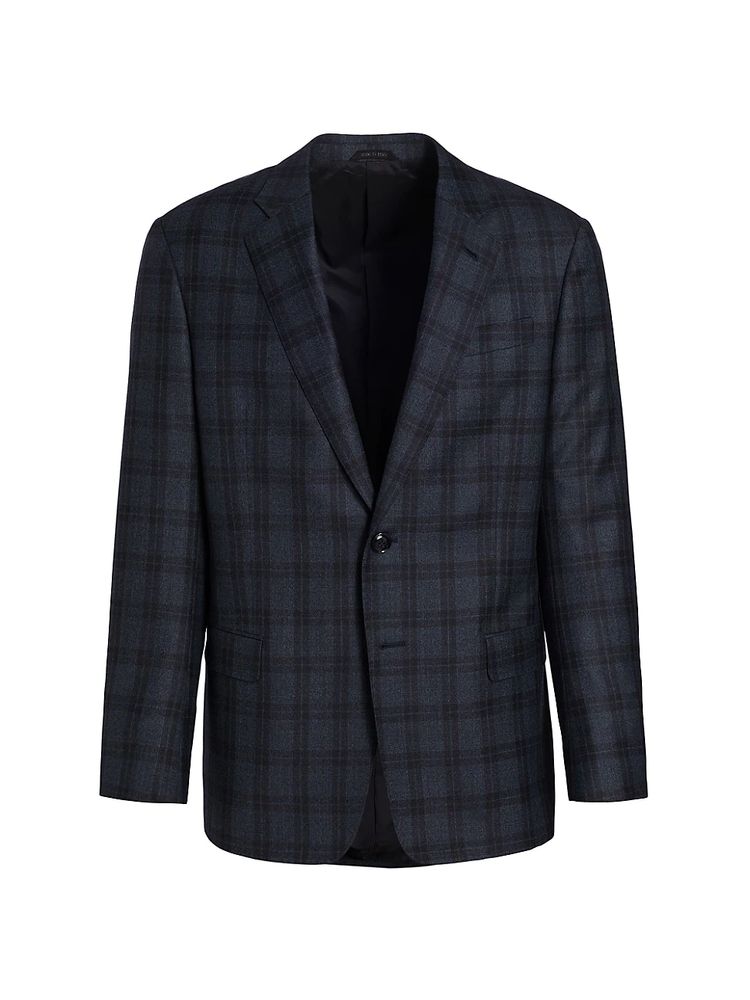 Giorgio Armani Men's Plaid Wool-Cashmere Blazer | The Summit