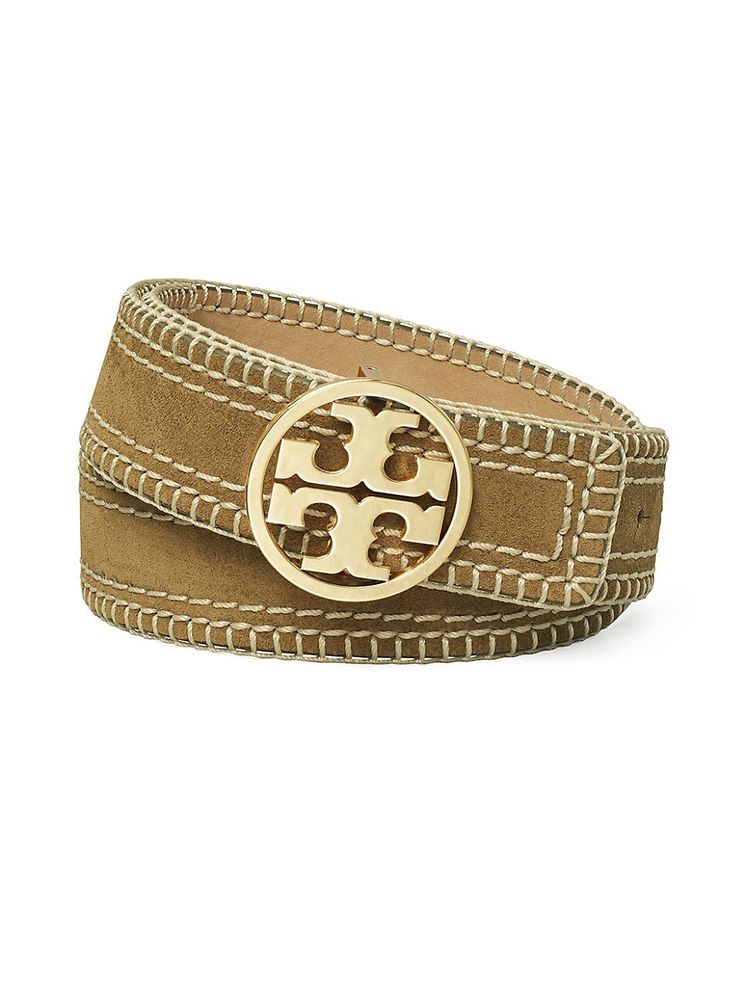 Tory Burch Women's Miller Suede Stitched Belt - Toasted Sesame | The Summit