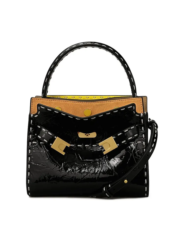 Tory Burch Women's Lee Radziwill Petite Double Bag, Black, One Size:  Handbags