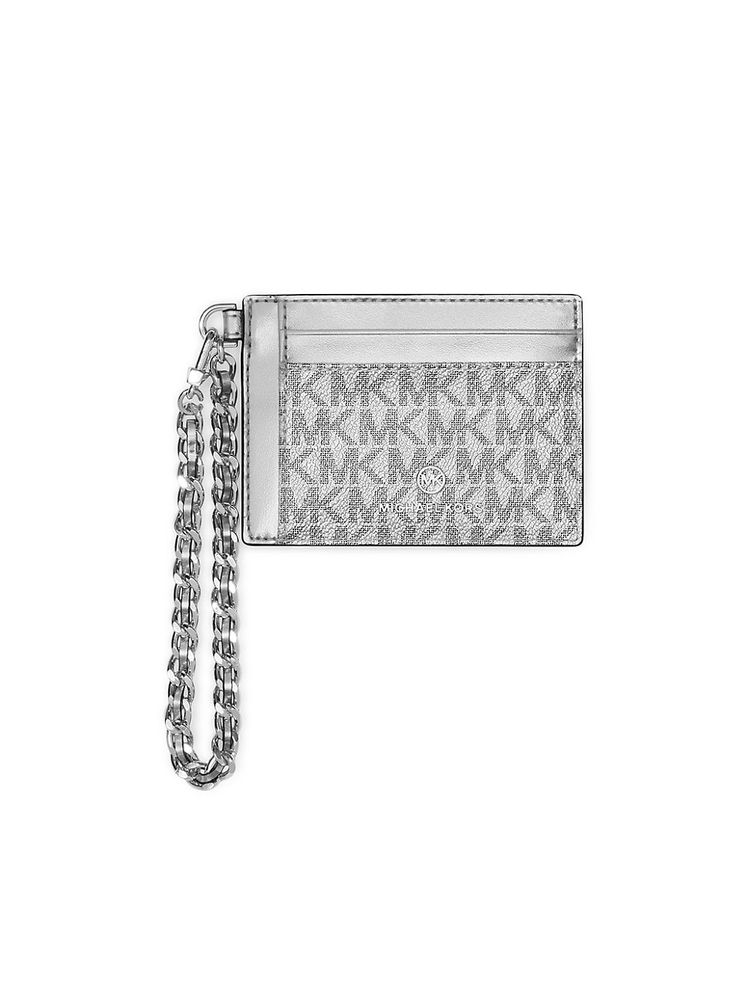 MICHAEL Michael Kors Women's Small Jet Set ID Chain Coated Canvas Card  Holder - Silver | The Summit