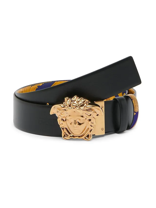 Versace Men's Reversible Barocco Medusa Leather Belt