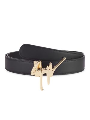 Men's Brass Logo Leather Belt