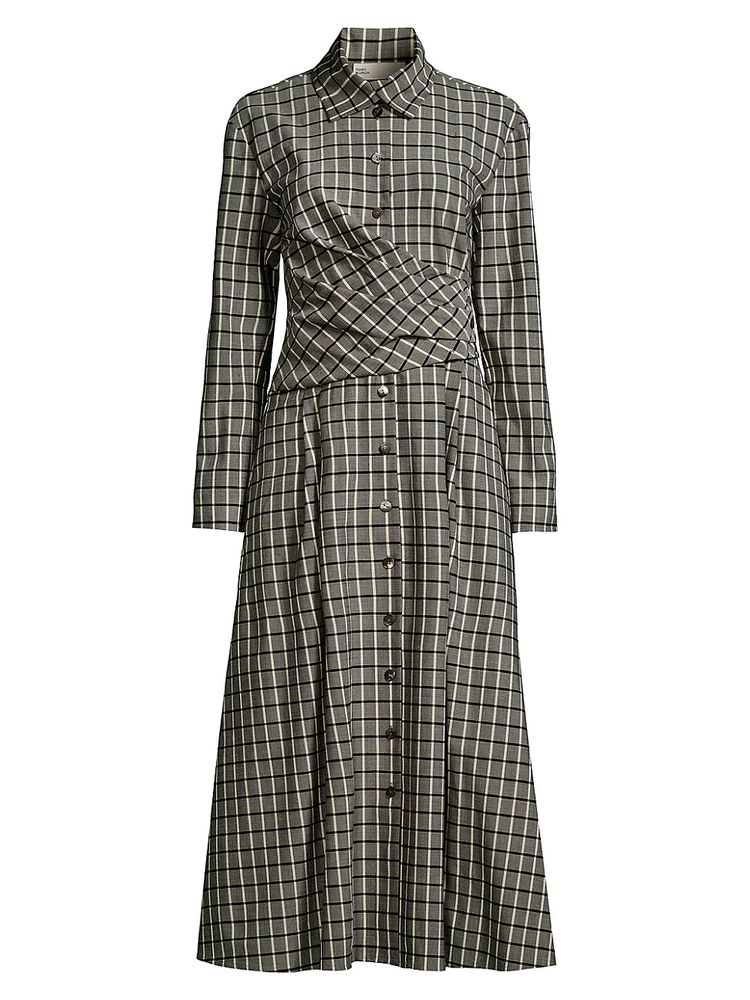 Tory Burch Women's Plaid Wrap Shirtdress - Black Ivory | The Summit