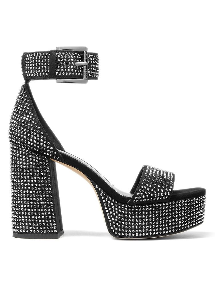 MICHAEL Michael Kors Women's Tara Crystal-Embellished Platform Sandals -  Black | The Summit