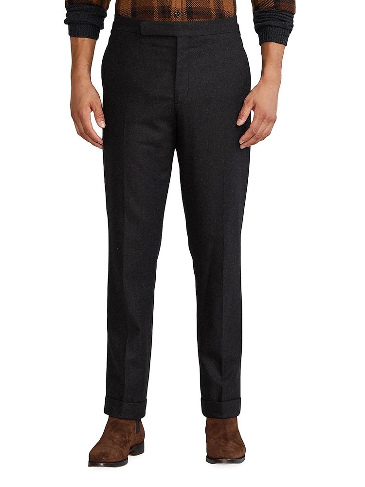 Ralph Lauren Purple Label Men's Gregory Cuffed Pants - Charcoal | The Summit