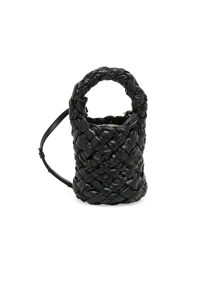 Bottega Veneta Mini Woven Leather Bucket Bag