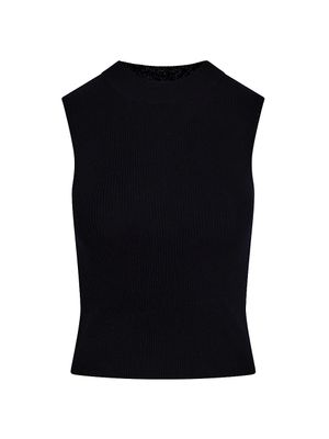 Women's Mock Turtleneck Sweater Tank - Black