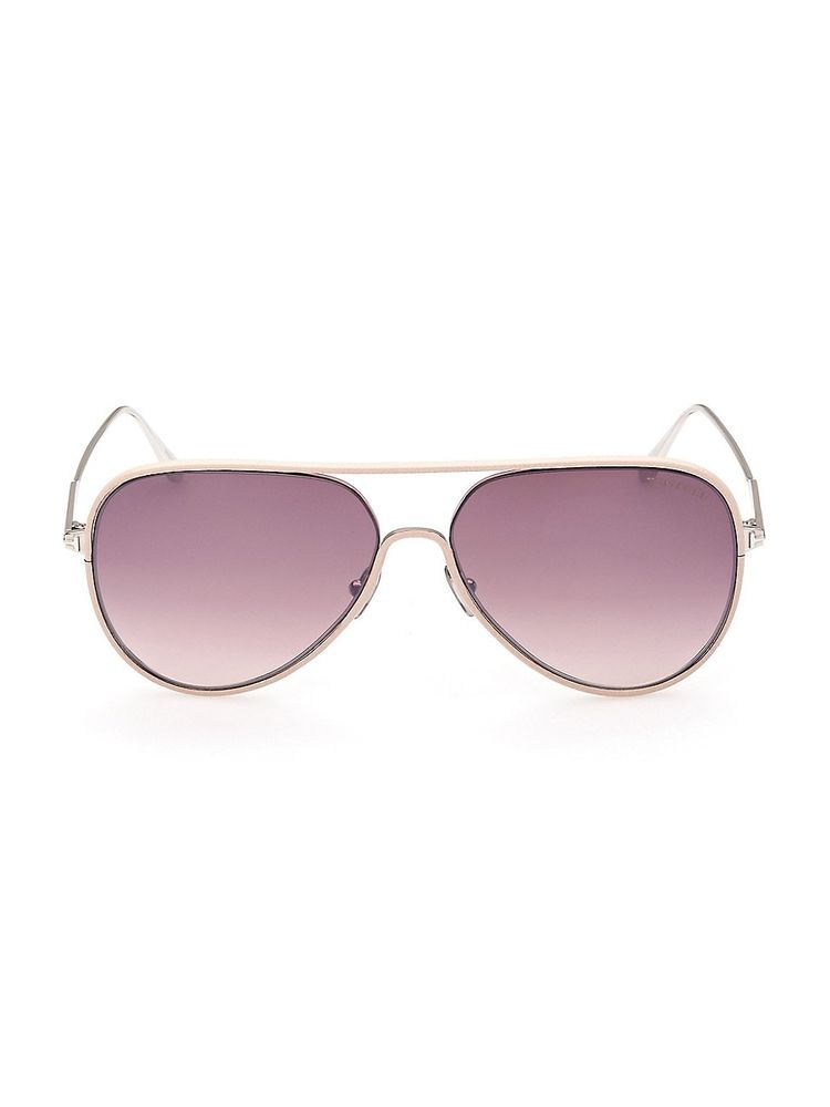 Tom Ford Jessie 60MM Pilot Sunglasses - Shiny Rhodium | The Summit