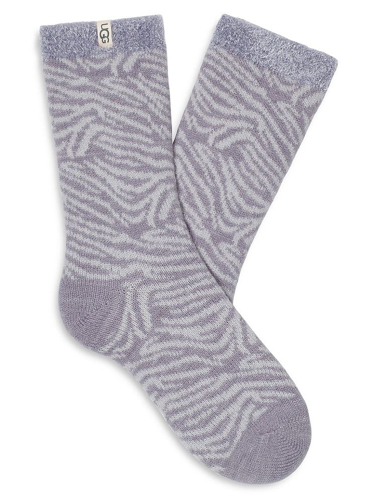 UGG Women's Josephine Fleece-Lined Crew Socks - Cloudy Grey Zebra | The  Summit