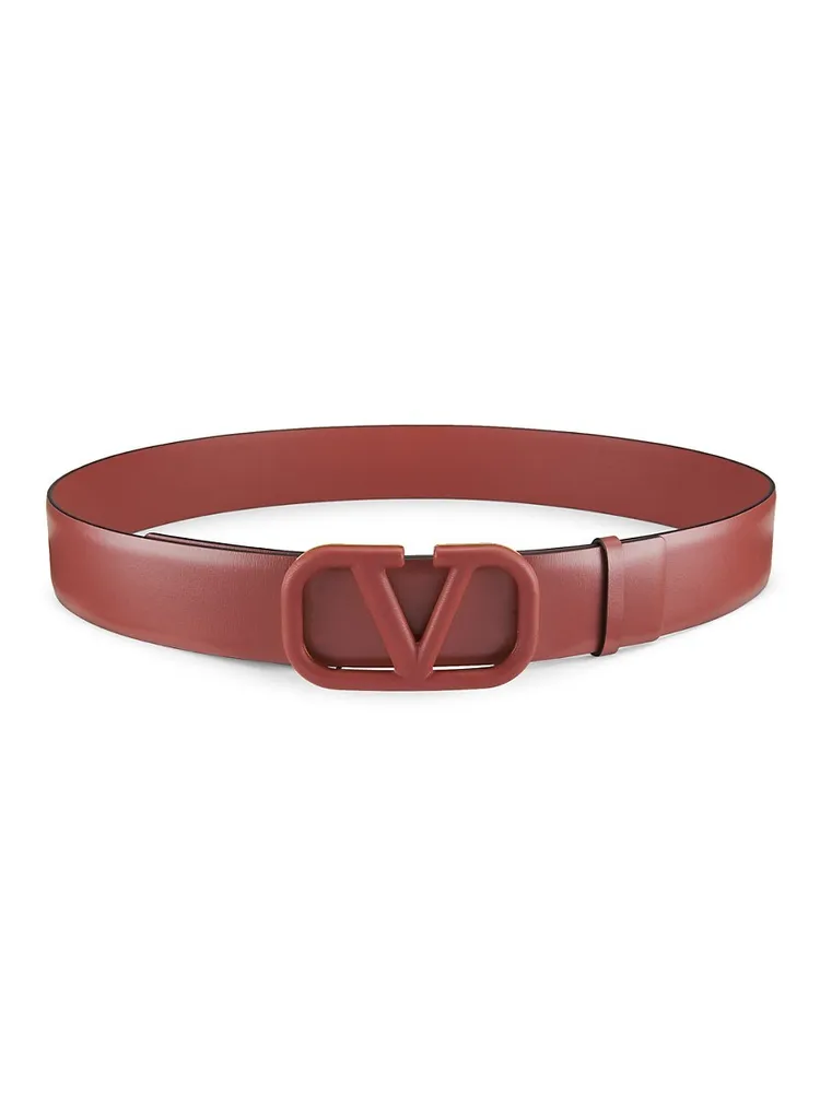 Valentino Garavani Vlogo Buckle Leather Belt