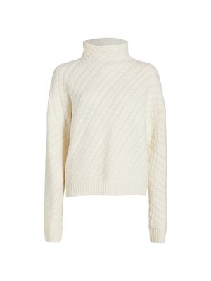 Women's Cable-Knit Turtleneck Sweater - Ivory