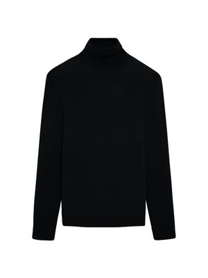 Men's Merino Wool Turtleneck Sweater - Black - Size Large